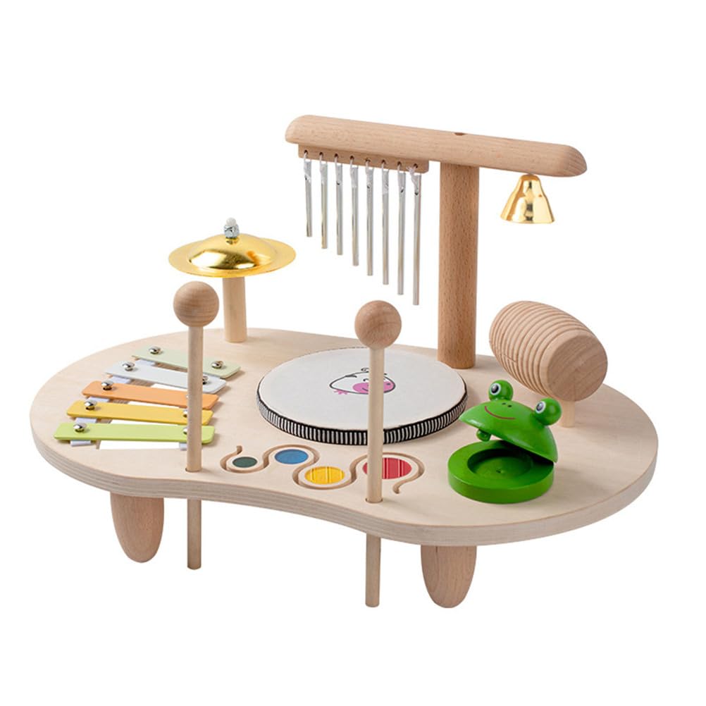 ZQsmgs Wooden Kids Music Table, Montessori Percussion Instrument Set