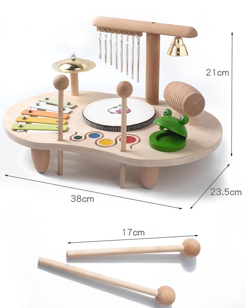 ZQsmgs Wooden Kids Music Table, Montessori Percussion Instrument Set