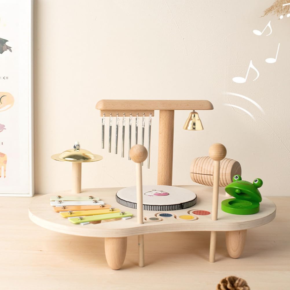 ZQsmgs Wooden Kids Music Table, Montessori Percussion Instrument Set