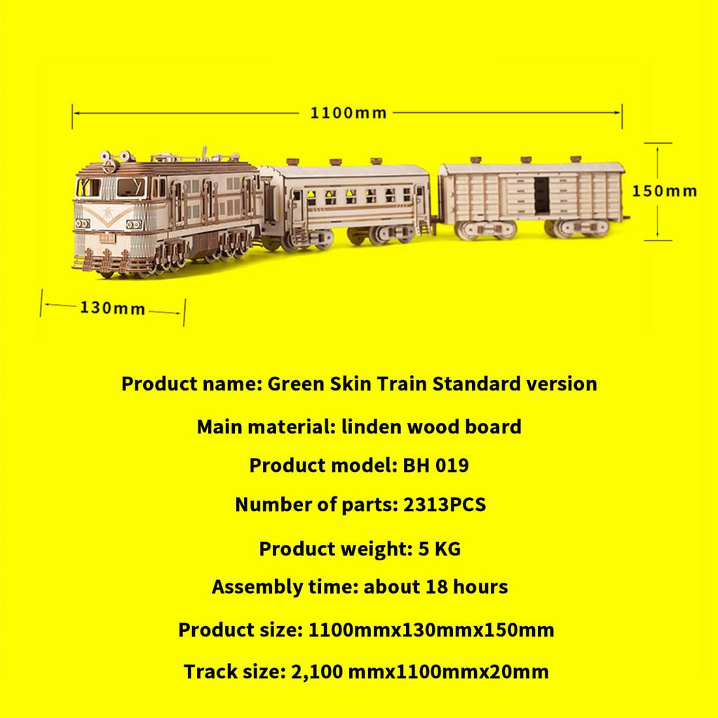 3D Wooden Train Model Kit with Track - 1460 Pieces