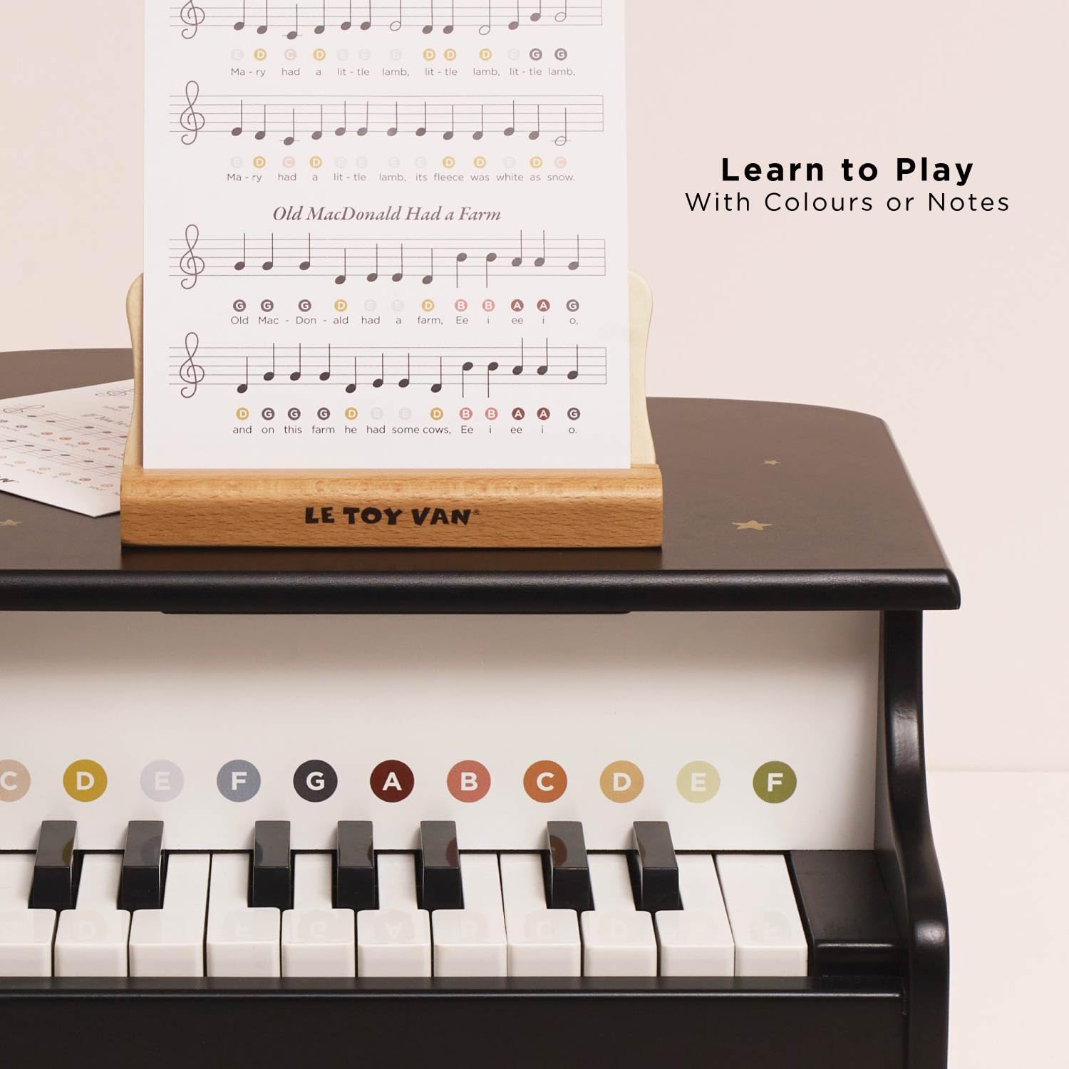 Wooden Grand Piano with Music Sheets