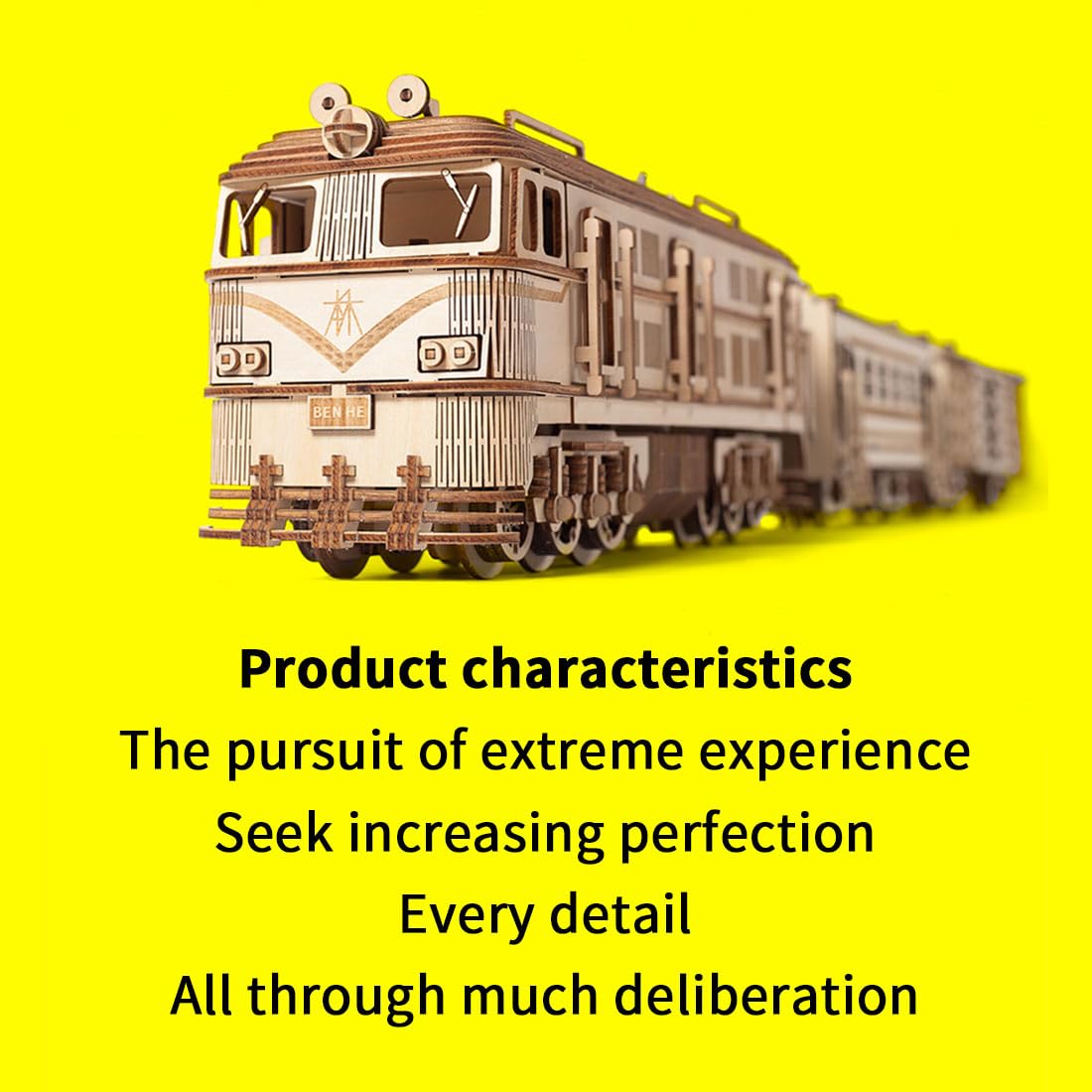 3D Wooden Train Model Kit with Track - 1460 Pieces