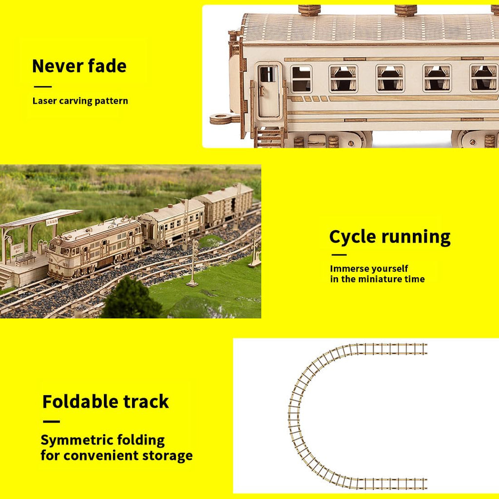 Motorized 3D Wooden Train Puzzle Kit - 2313 Pieces