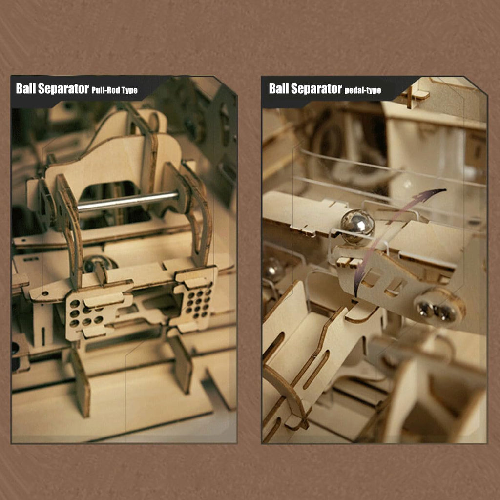 3D Wooden Mechanical Marble Run Kit with Motor