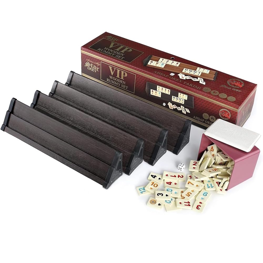 Wooden Rummy Tile Game Set