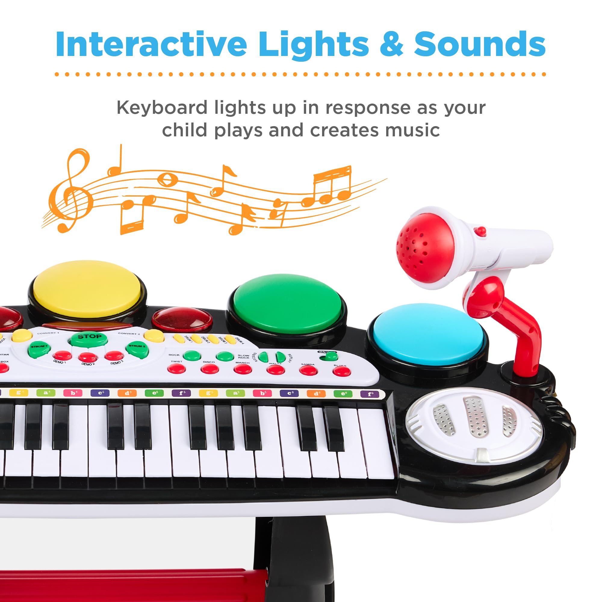 Kids Electronic Piano Keyboard Set with Microphone & Stool