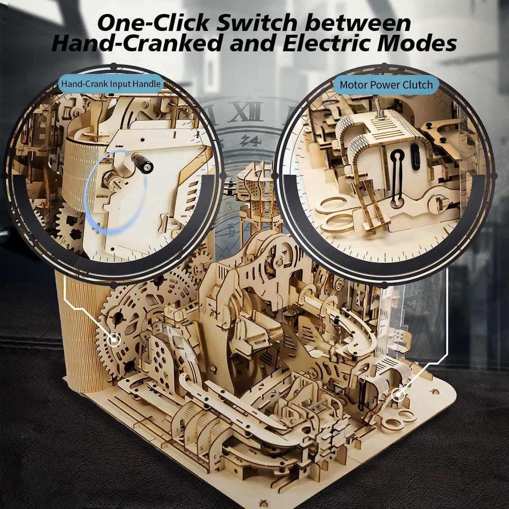 3D Wooden Mechanical Marble Run Kit with Motor