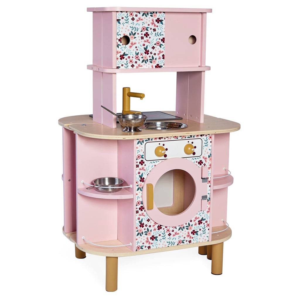 Double-Sided Wooden Play Kitchen Set with Accessories