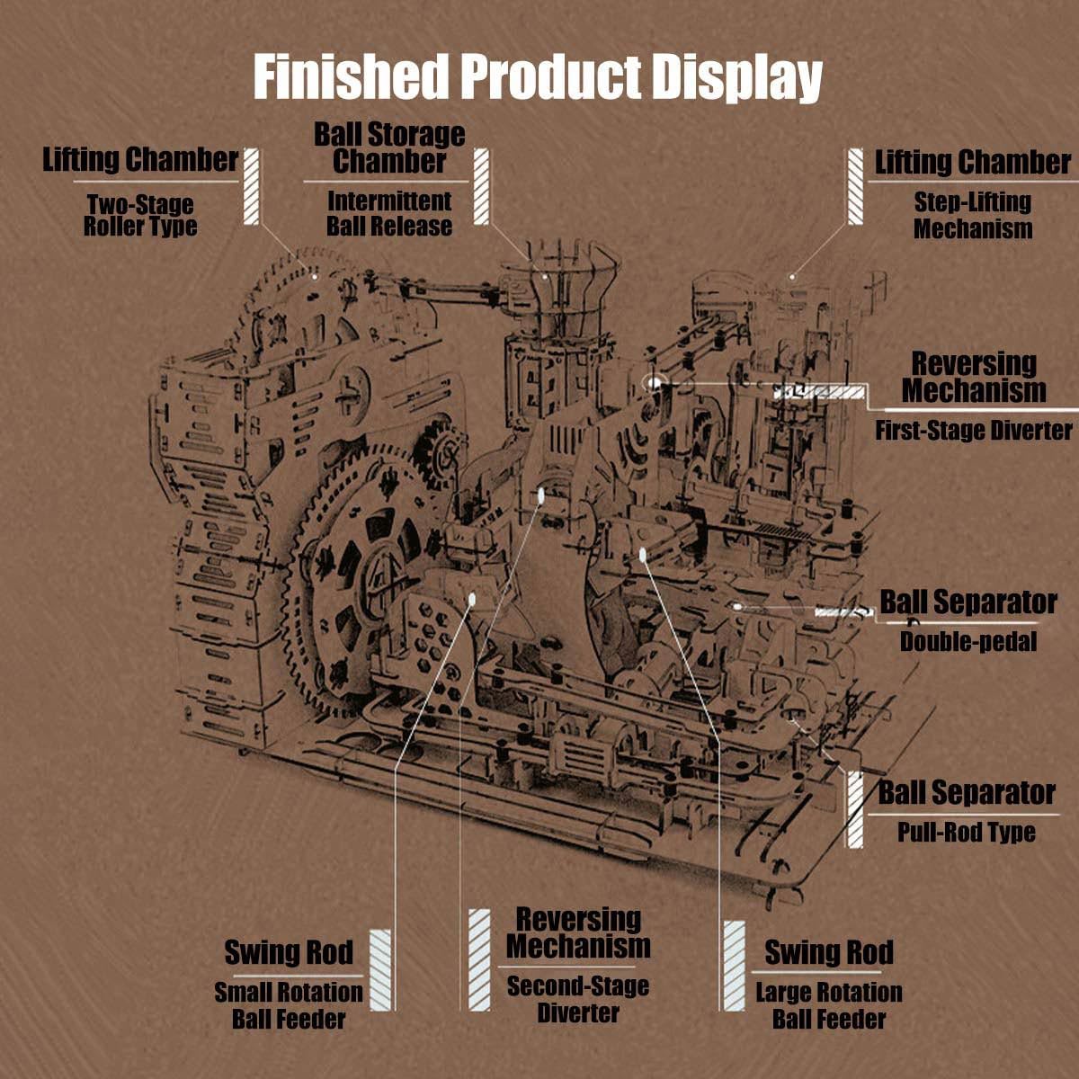3D Wooden Mechanical Marble Run Kit with Motor