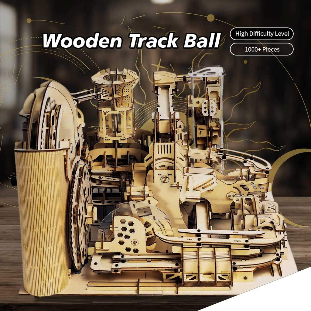 3D Wooden Mechanical Marble Run Kit with Motor