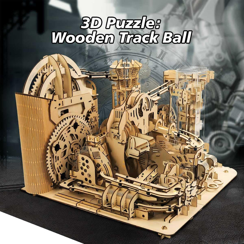 3D Wooden Mechanical Marble Run Kit with Motor