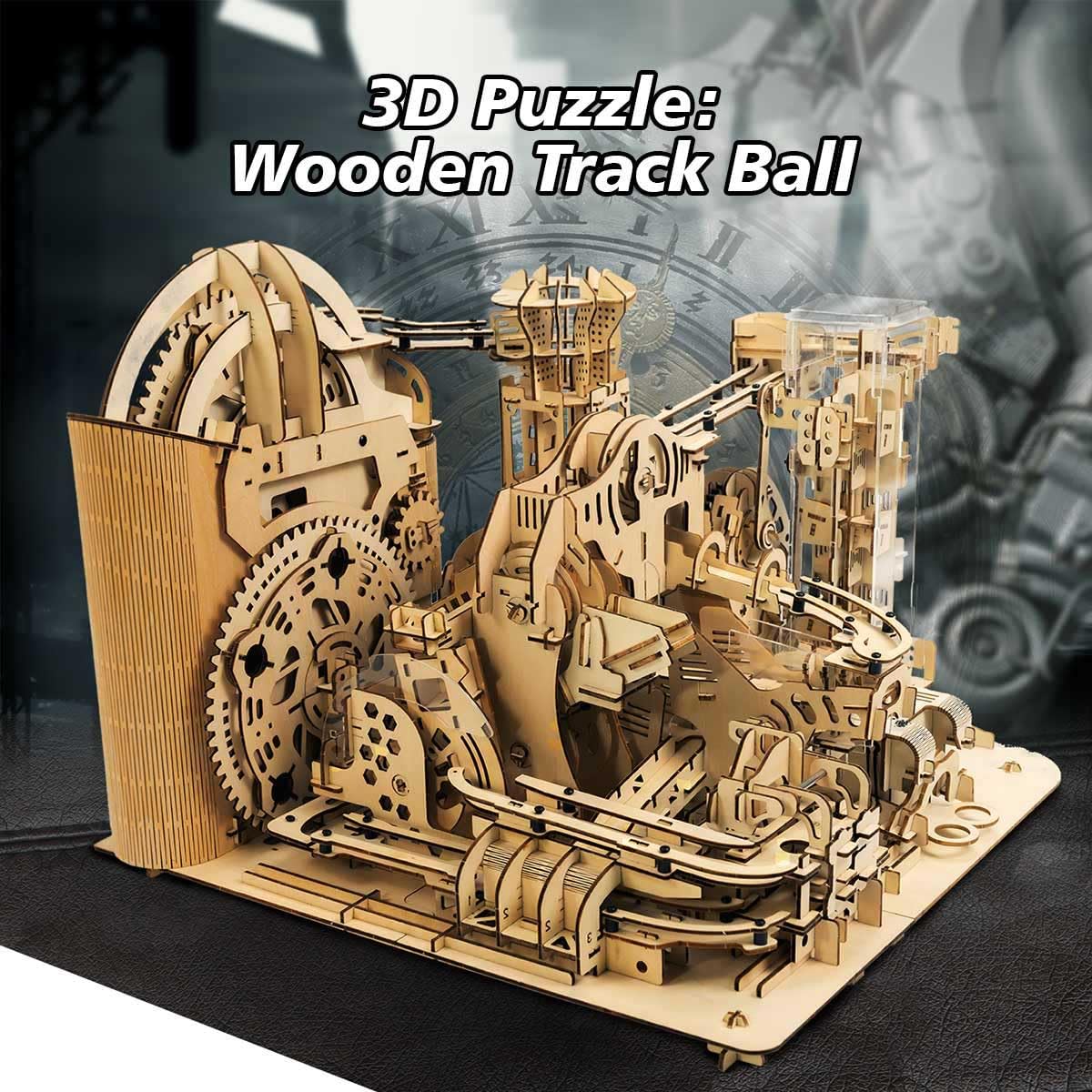 3D Wooden Mechanical Marble Run Kit with Motor