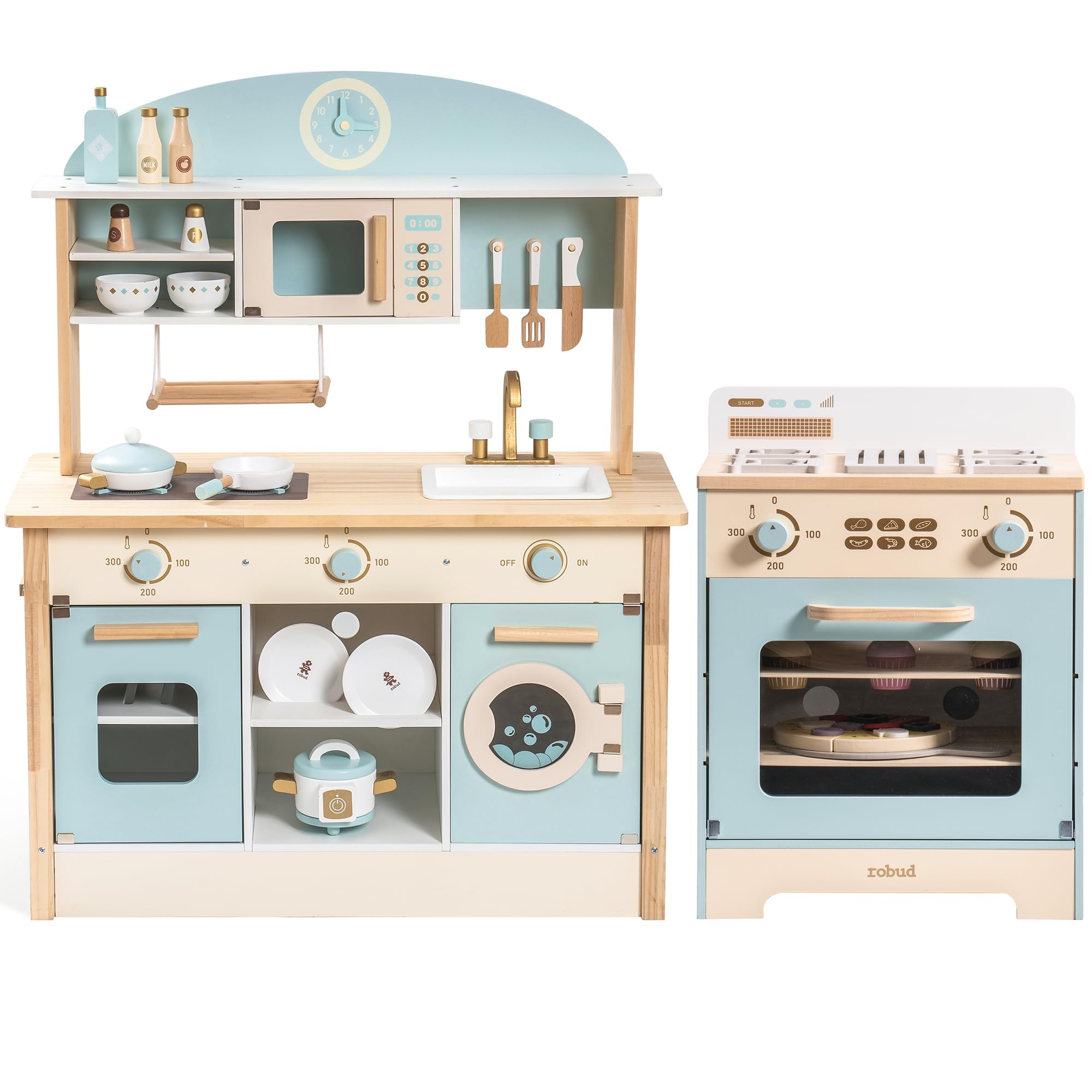 Wooden Kids Play Kitchen Set with Accessories