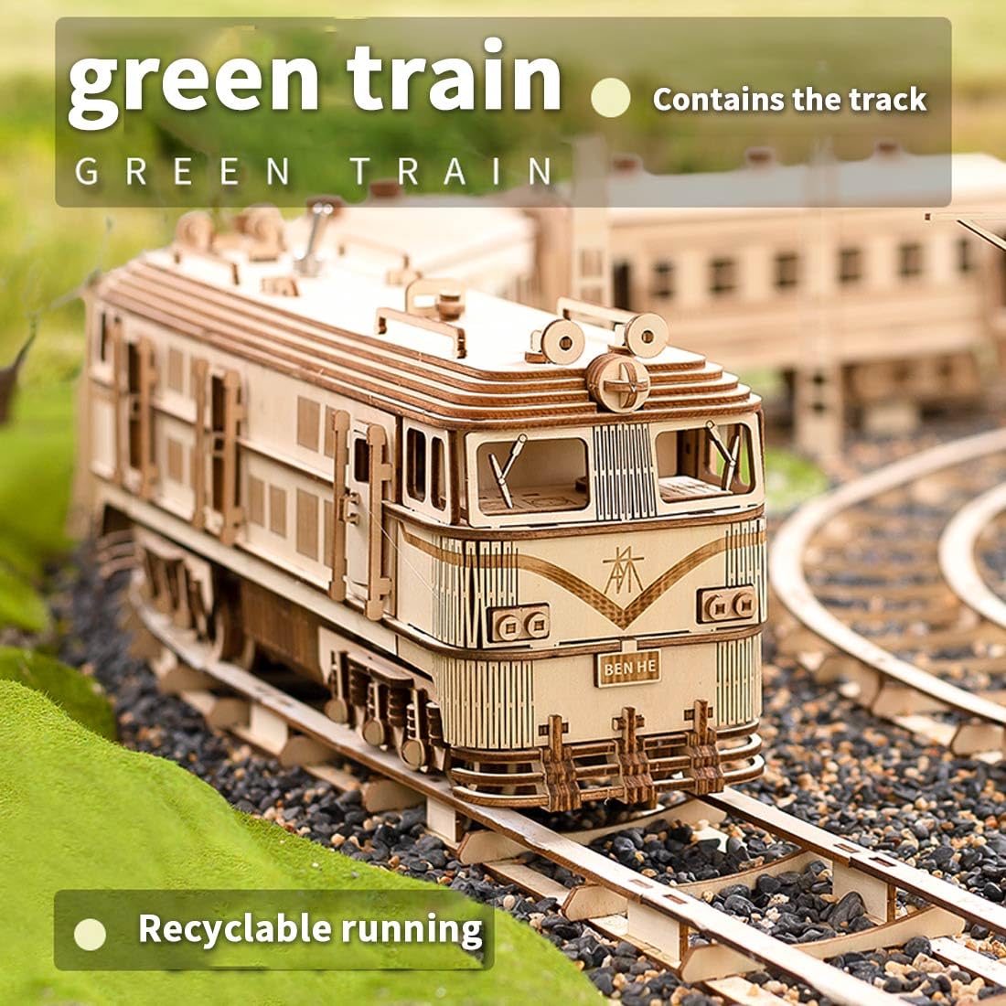Motorized 3D Wooden Train Puzzle Kit - 2313 Pieces