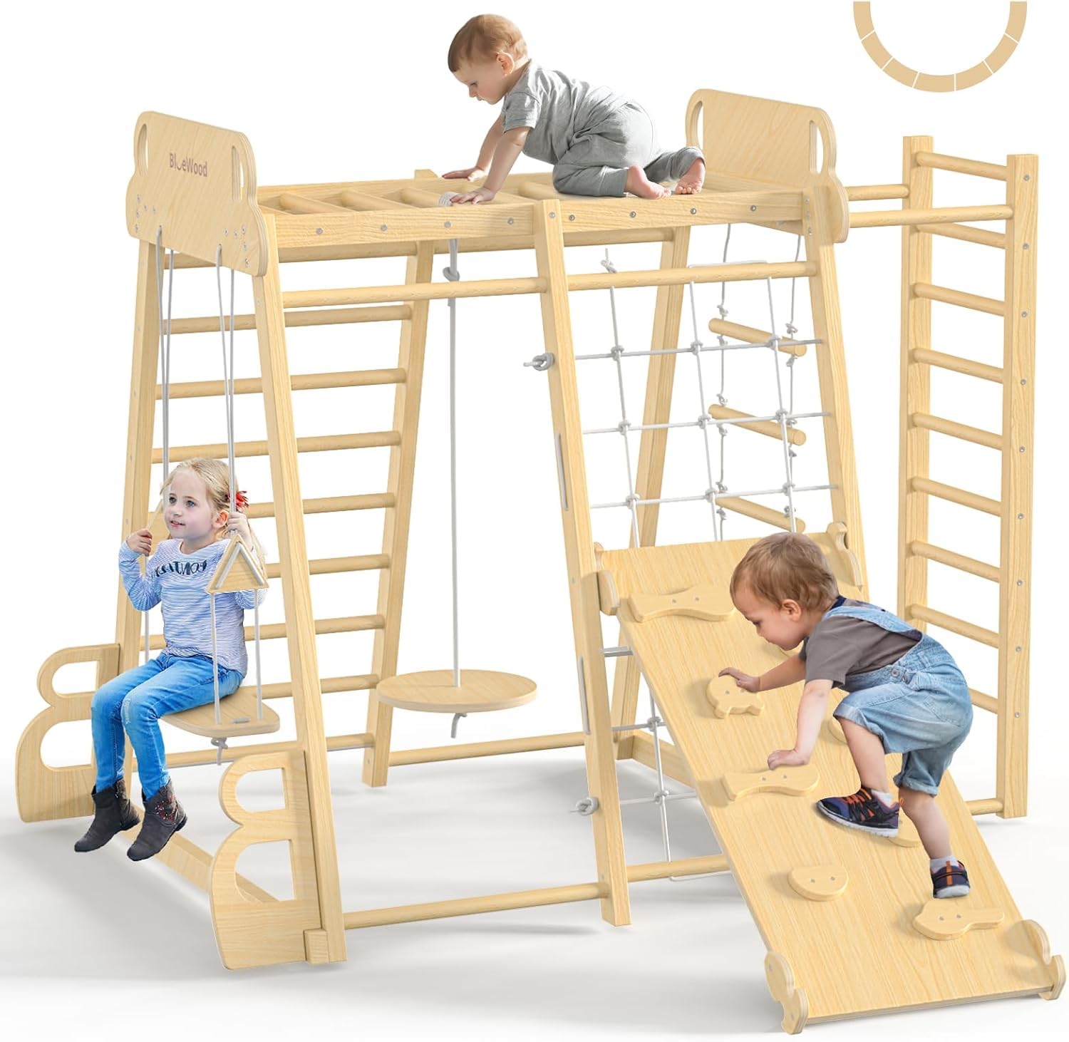 9-in-1 Wooden Indoor Jungle Gym Playset