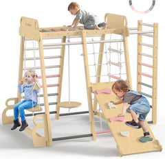 9-in-1 Wooden Indoor Jungle Gym Playset