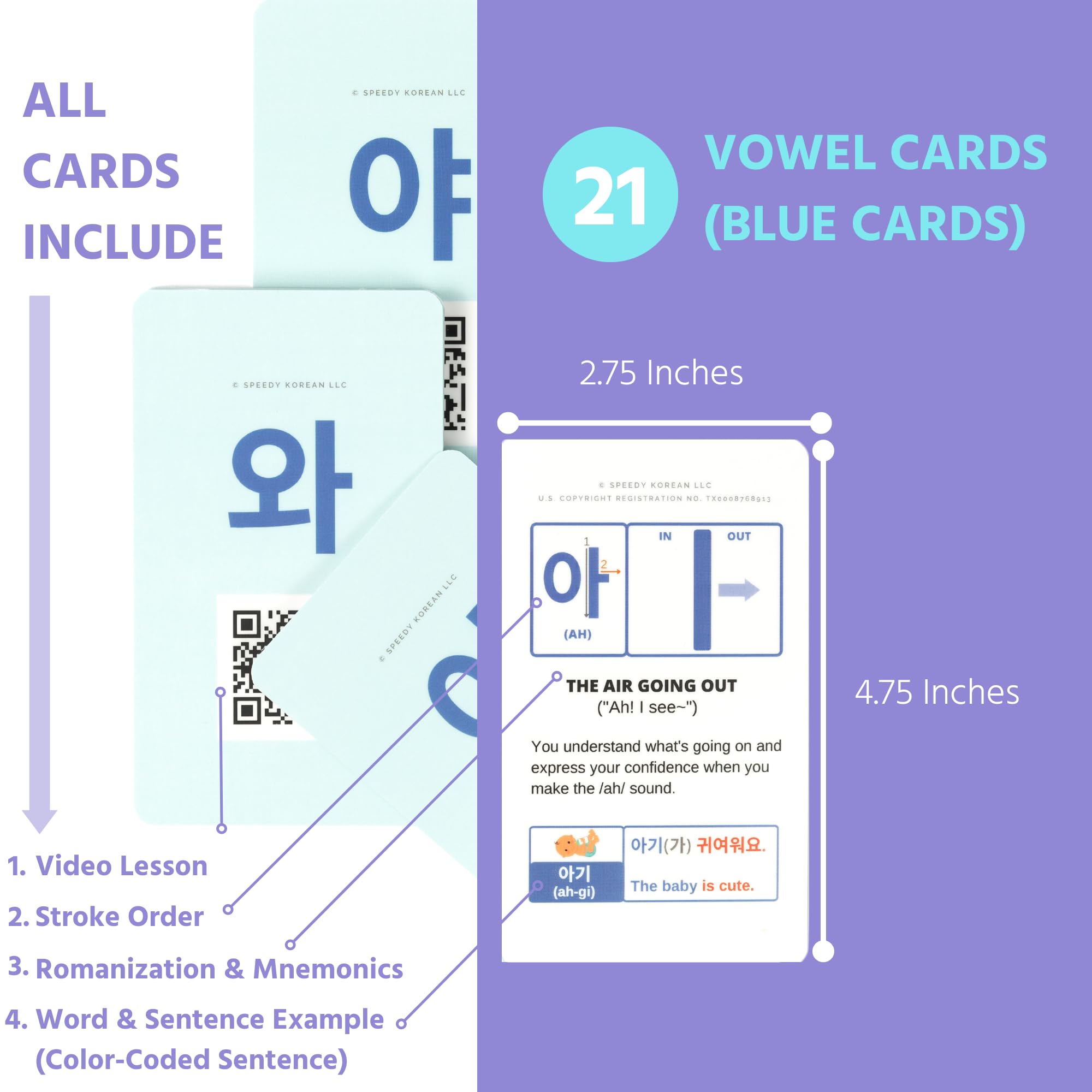 Korean Hangul Alphabet Flash Cards with Digital Learning Book