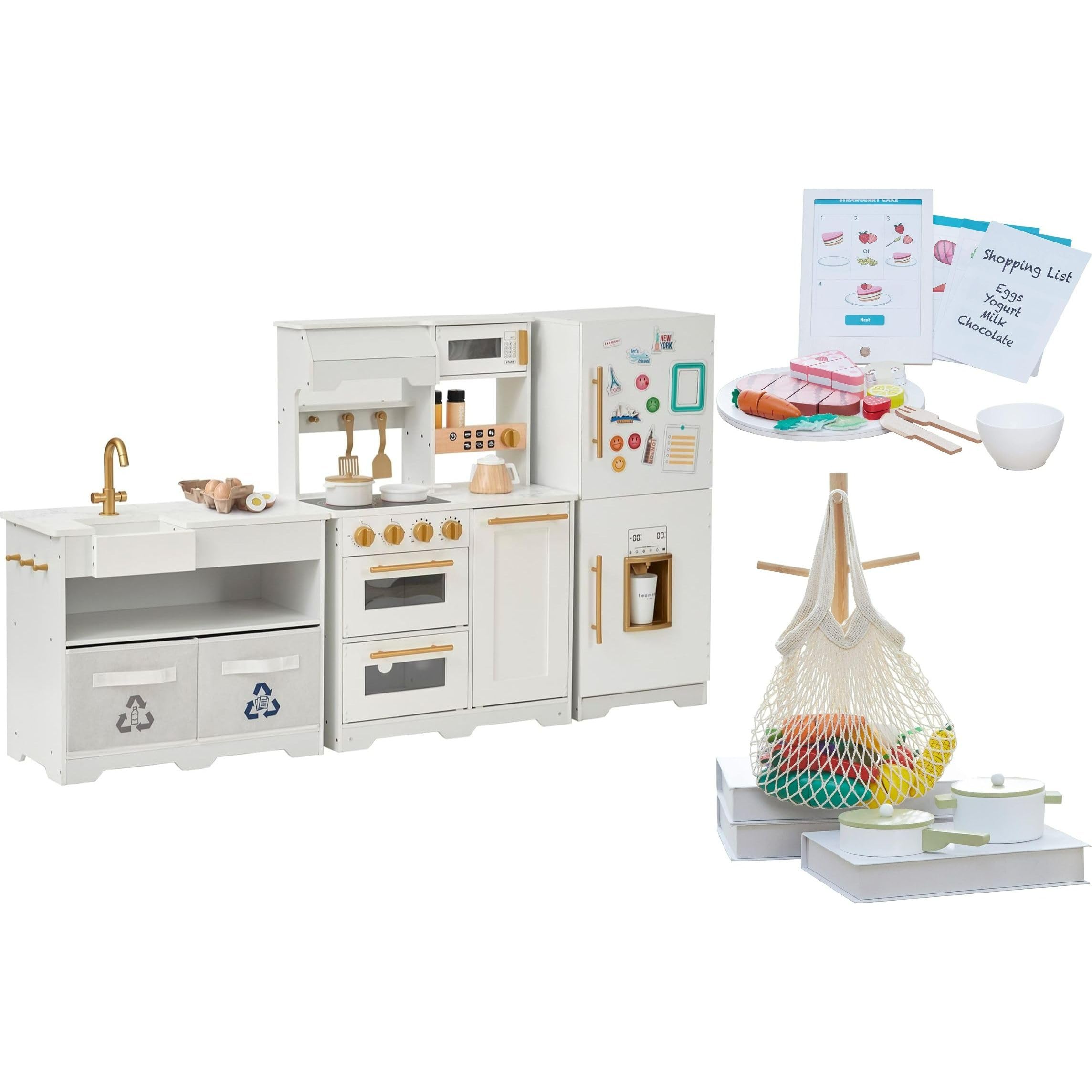 3-in-1 Wooden Play Kitchen Set with Accessories