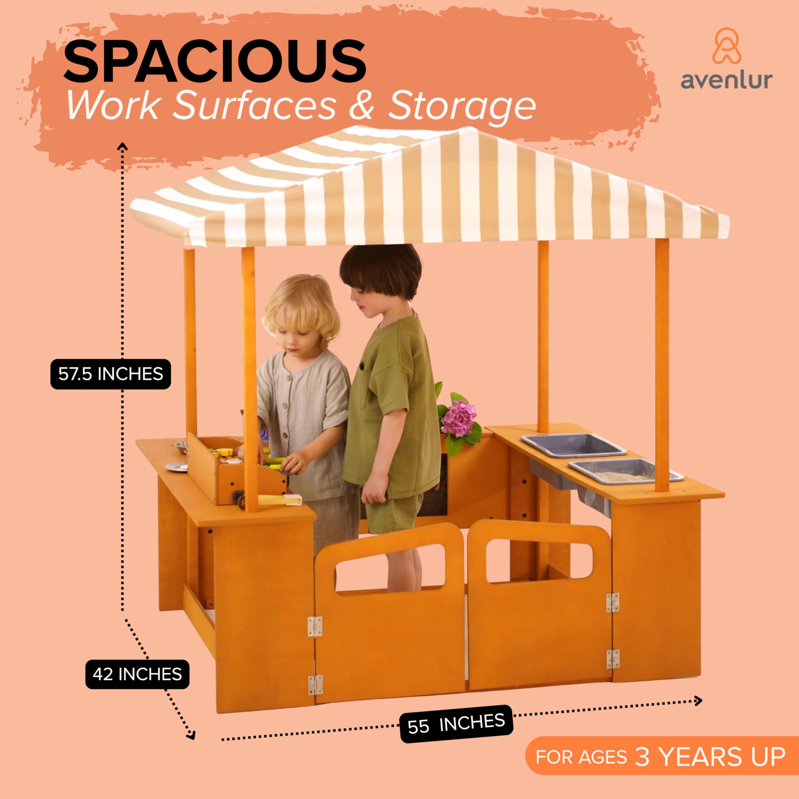 4-in-1 Wooden Mud Kitchen & Play Station