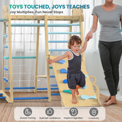 9-in-1 Wooden Indoor Jungle Gym Playset