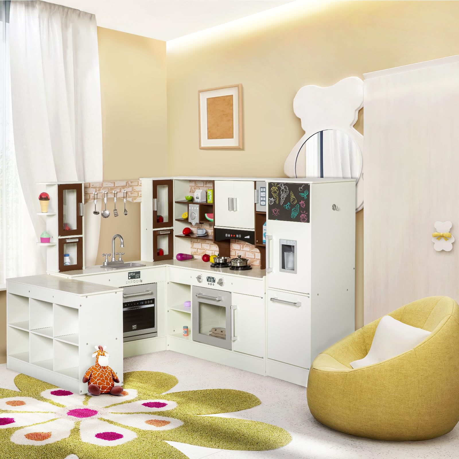3-Piece Wooden Kids Play Kitchen Set