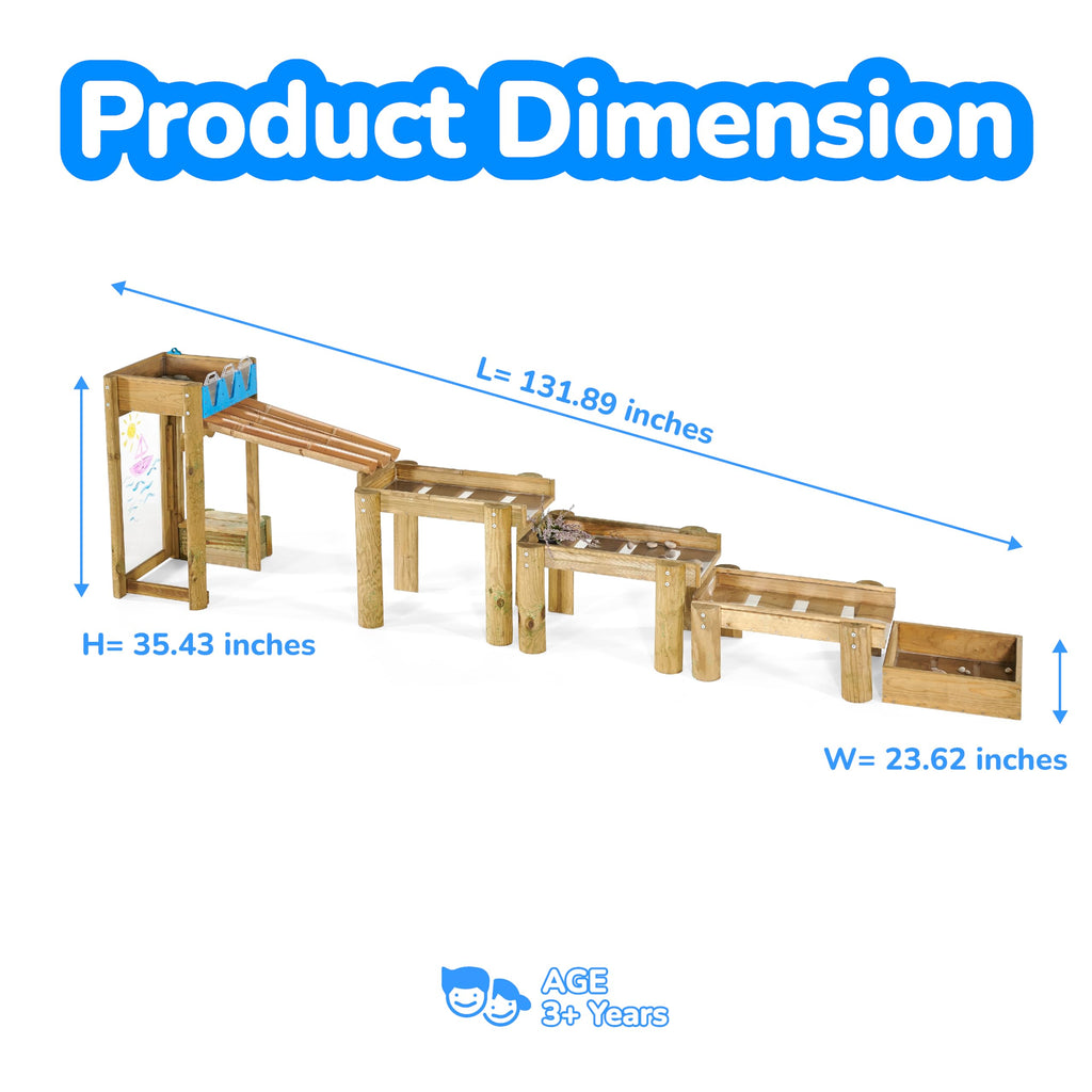 Wooden Water Play Table with Easel & Storage