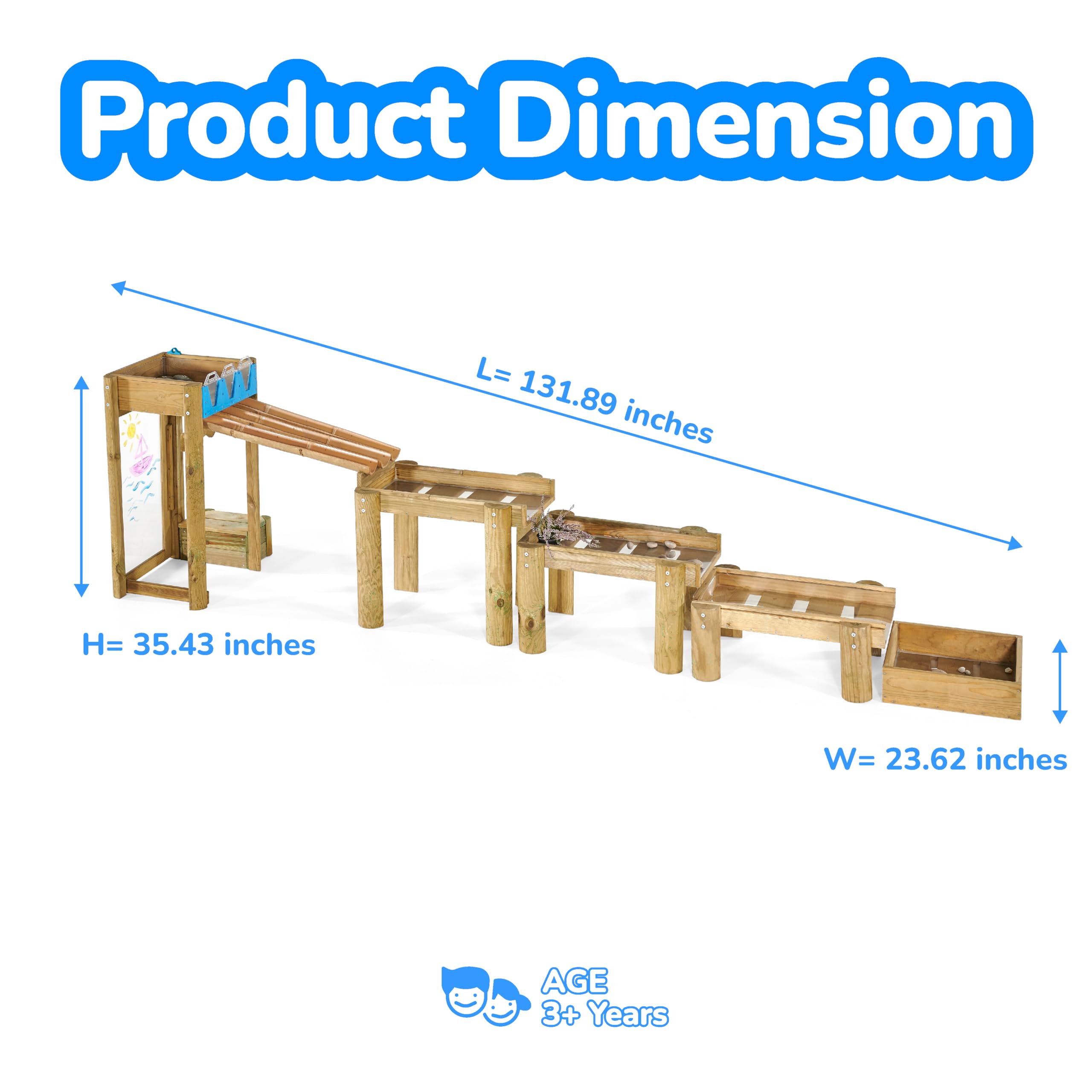 Wooden Water Play Table with Easel & Storage