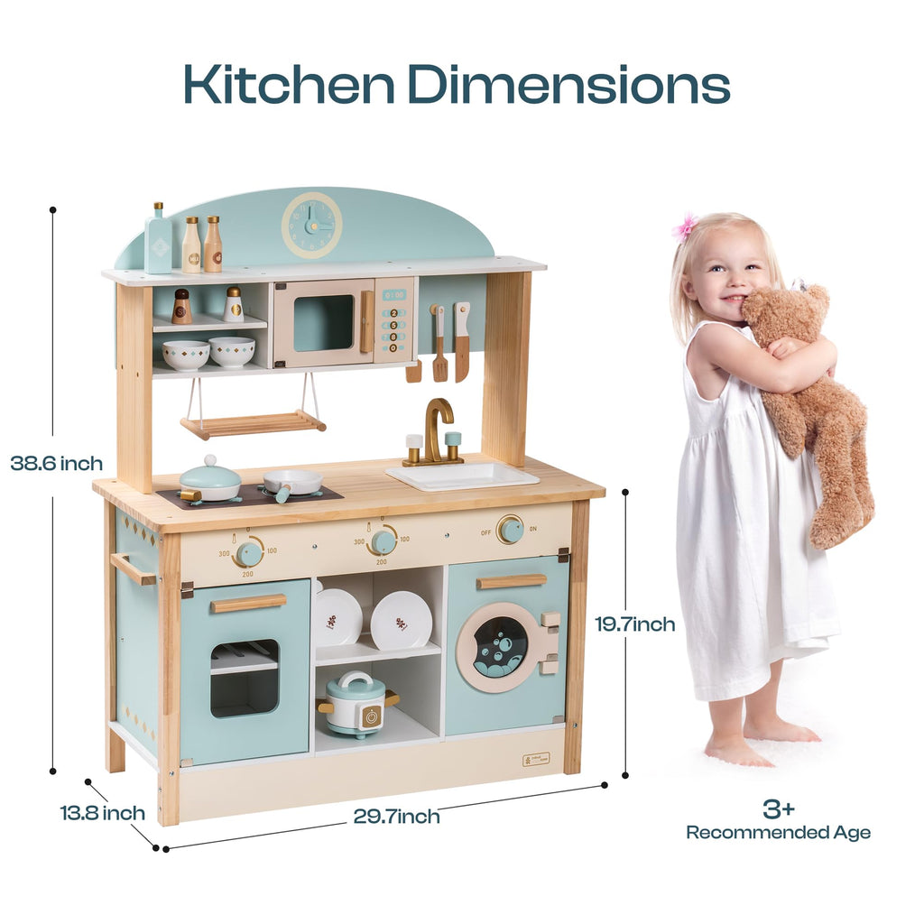 Wooden Kids Play Kitchen Set with Accessories