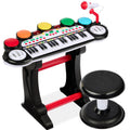 Kids Electronic Piano Keyboard Set with Microphone & Stool