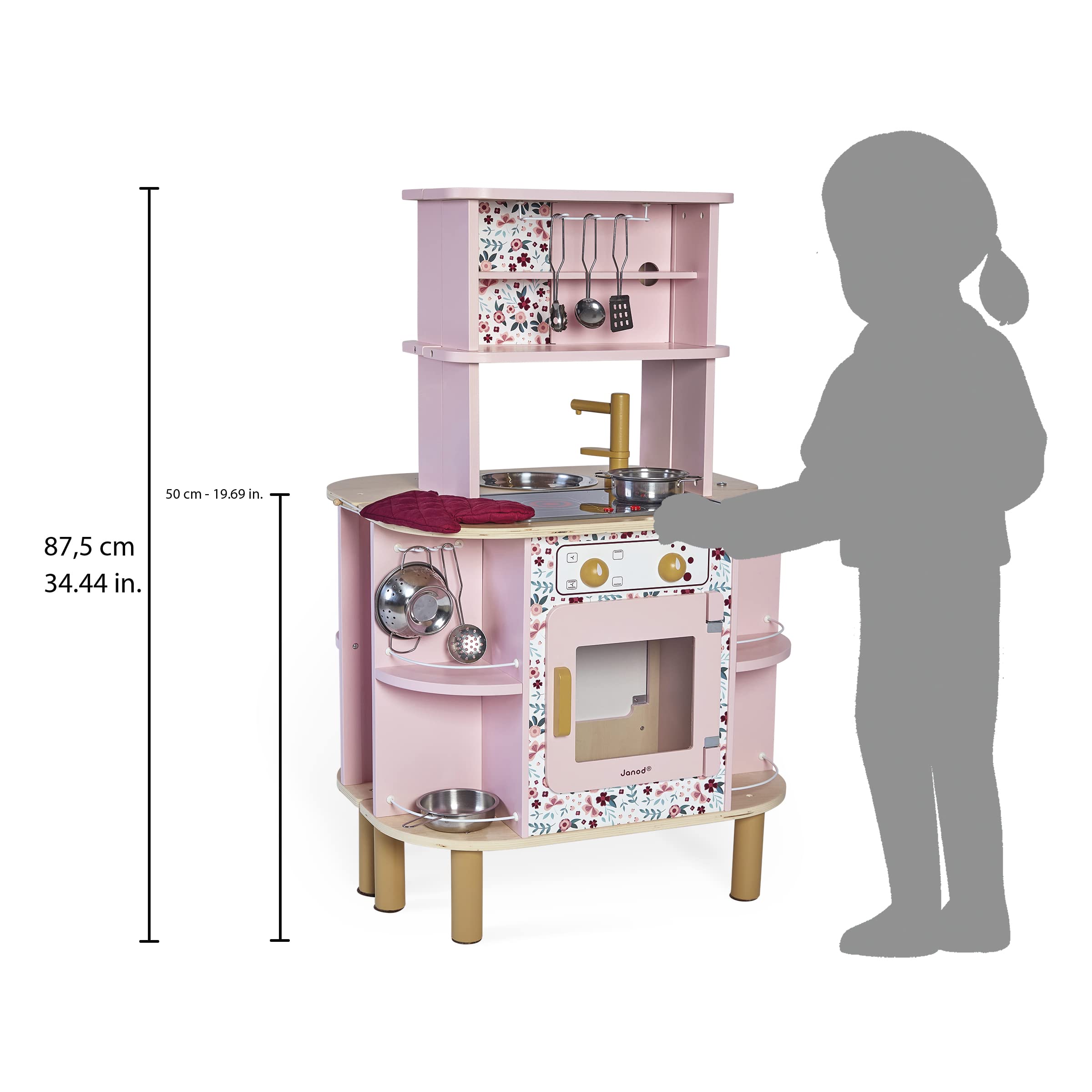 Double-Sided Wooden Play Kitchen Set with Accessories