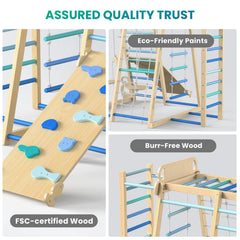 9-in-1 Wooden Indoor Jungle Gym Playset