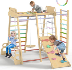 9-in-1 Wooden Indoor Jungle Gym Playset
