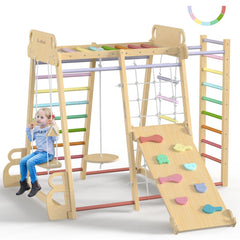 9-in-1 Wooden Indoor Jungle Gym Playset