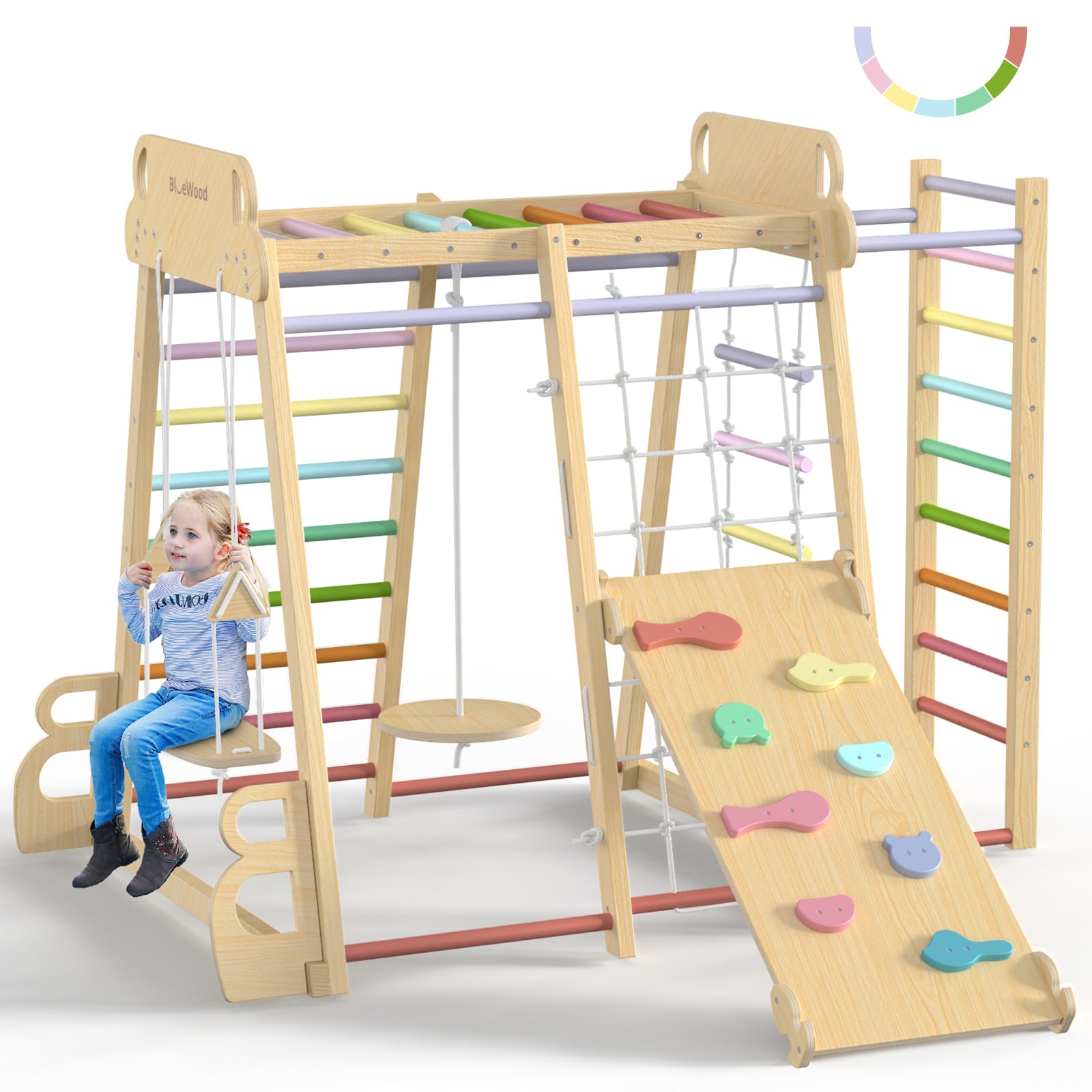 9-in-1 Wooden Indoor Jungle Gym Playset
