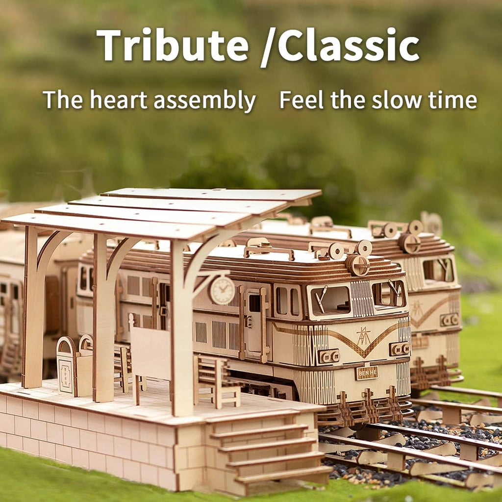 Motorized 3D Wooden Train Puzzle Kit - 2313 Pieces