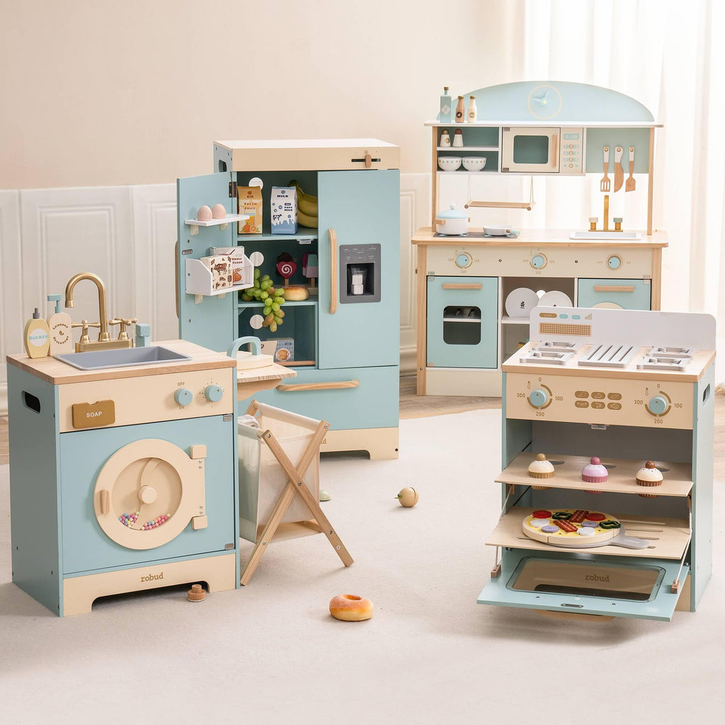 Wooden Kids Play Kitchen Set with Accessories