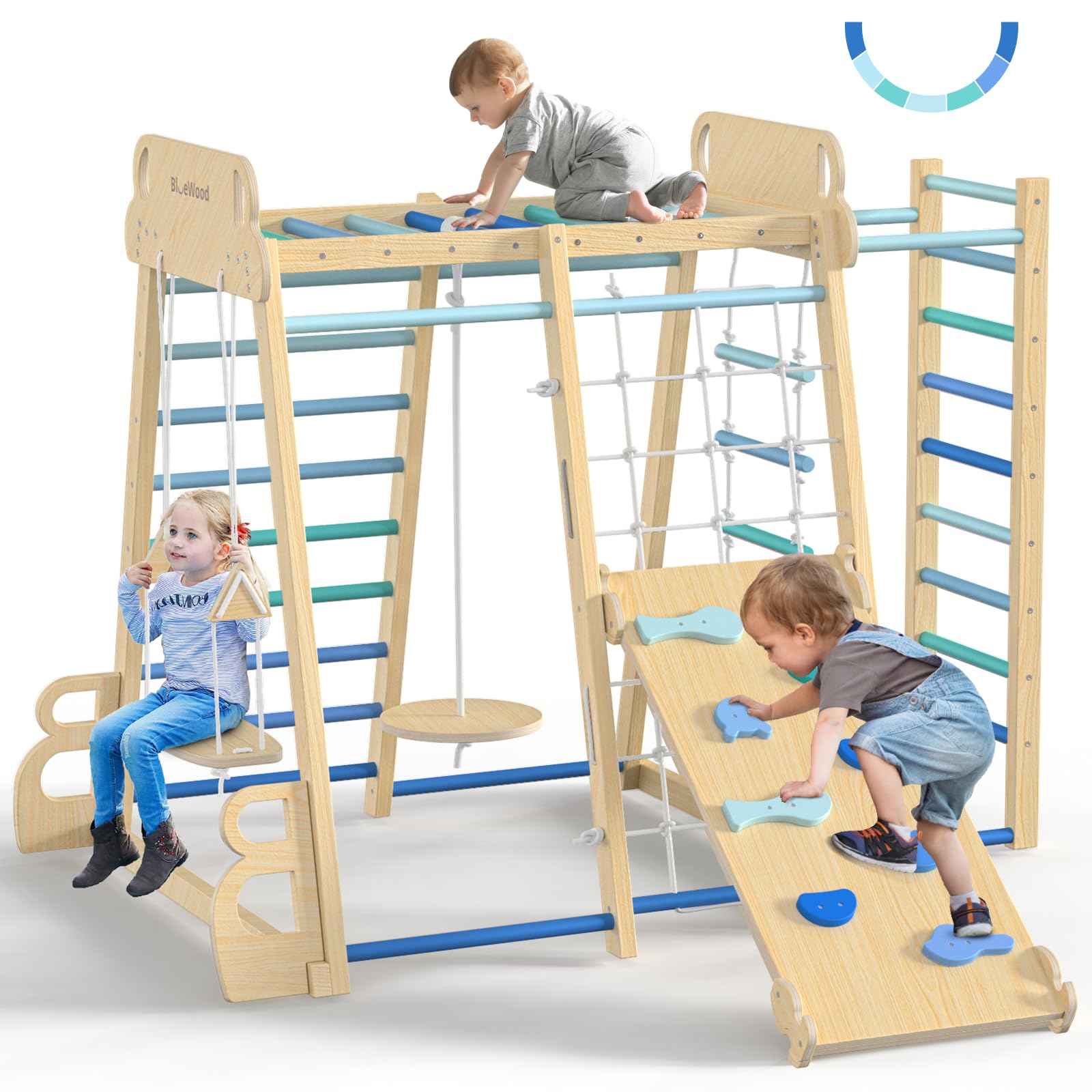 9-in-1 Wooden Indoor Jungle Gym Playset
