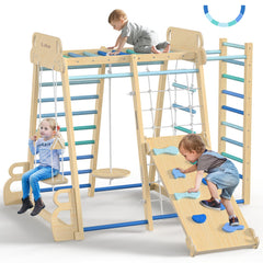 9-in-1 Wooden Indoor Jungle Gym Playset