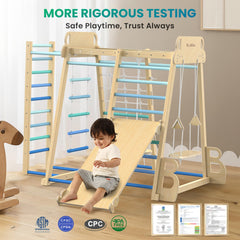9-in-1 Wooden Indoor Jungle Gym Playset