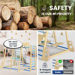 9-in-1 Wooden Indoor Jungle Gym Playset