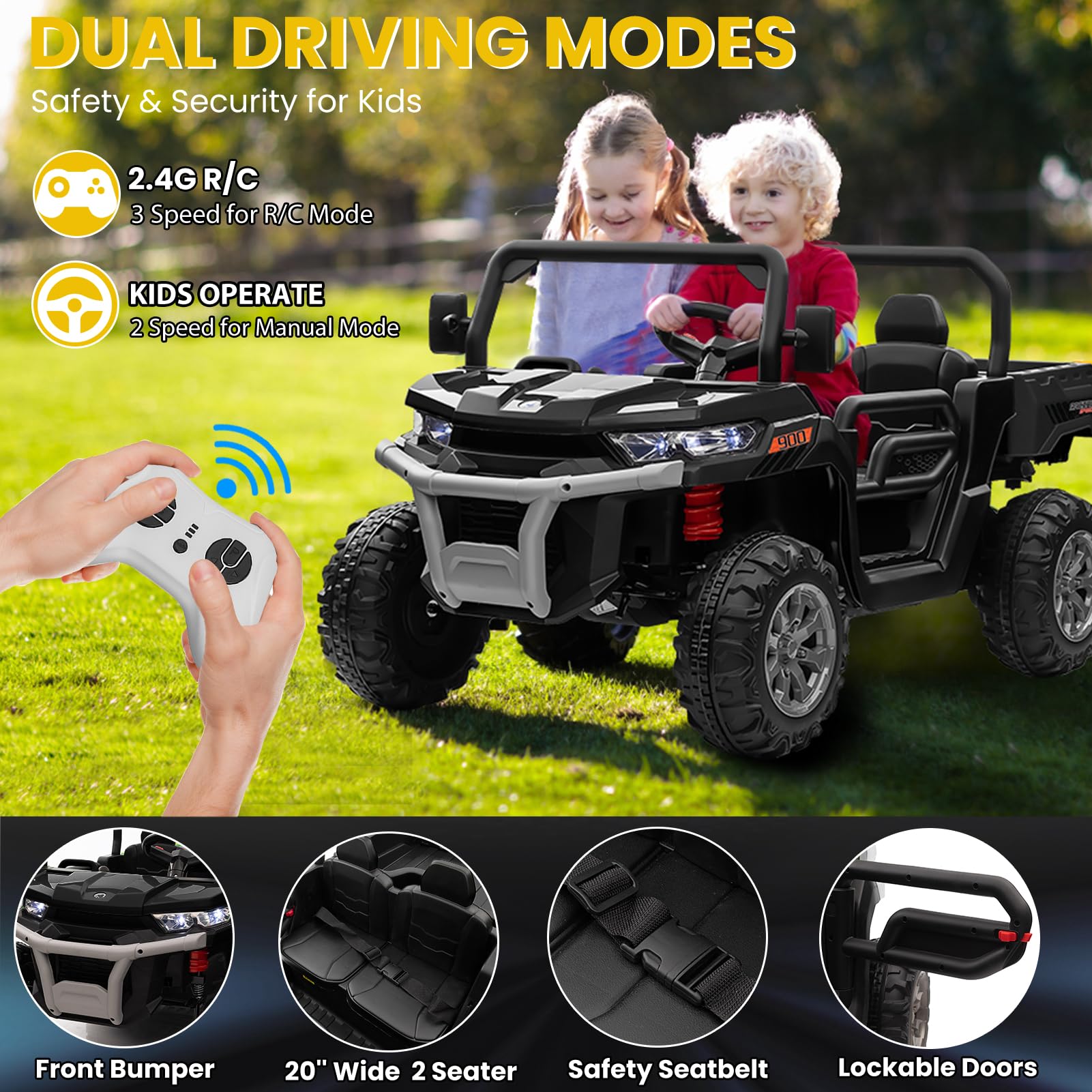 24V 2-Seater Ride-On Dump Truck with Remote Control