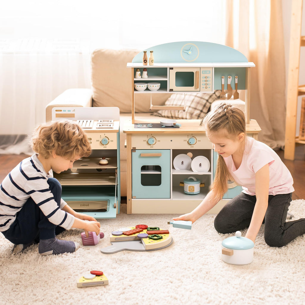 Wooden Kids Play Kitchen Set with Accessories