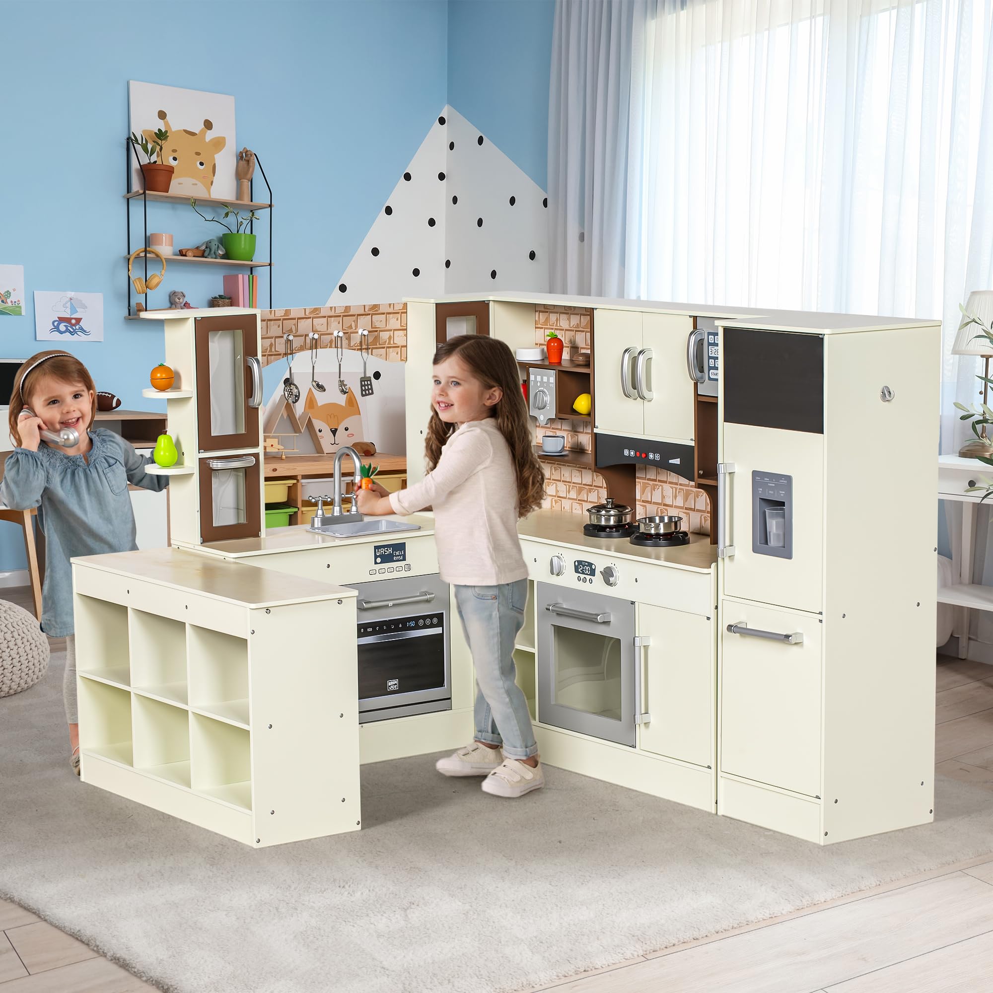 3-Piece Wooden Kids Play Kitchen Set