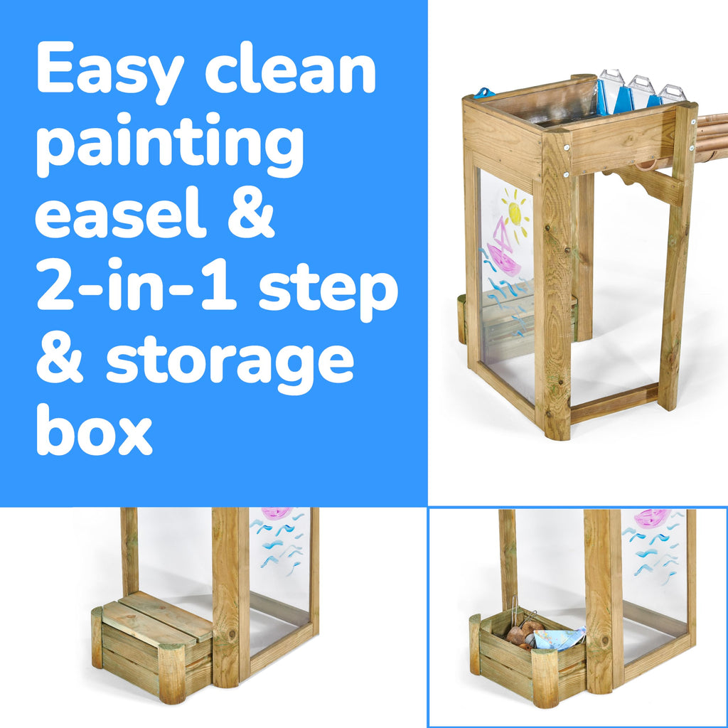 Wooden Water Play Table with Easel & Storage