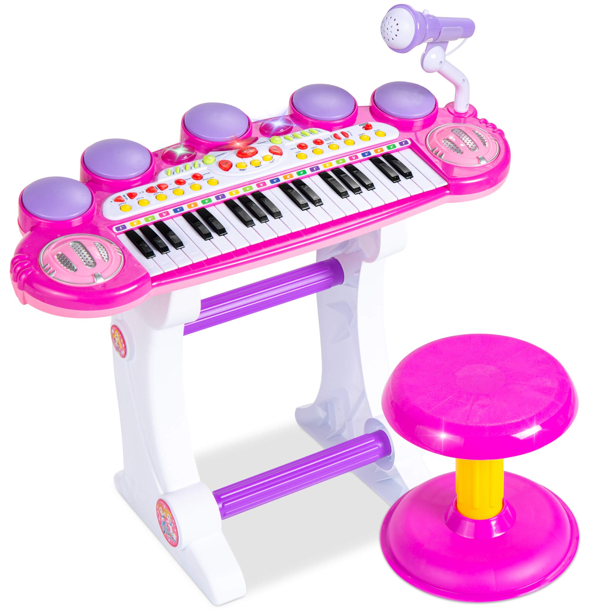 Kids Electronic Piano Keyboard Set with Microphone & Stool
