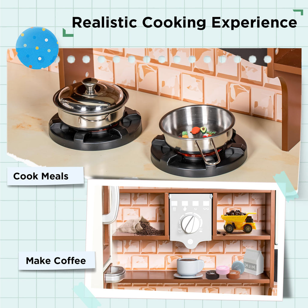 3-Piece Wooden Kids Play Kitchen Set