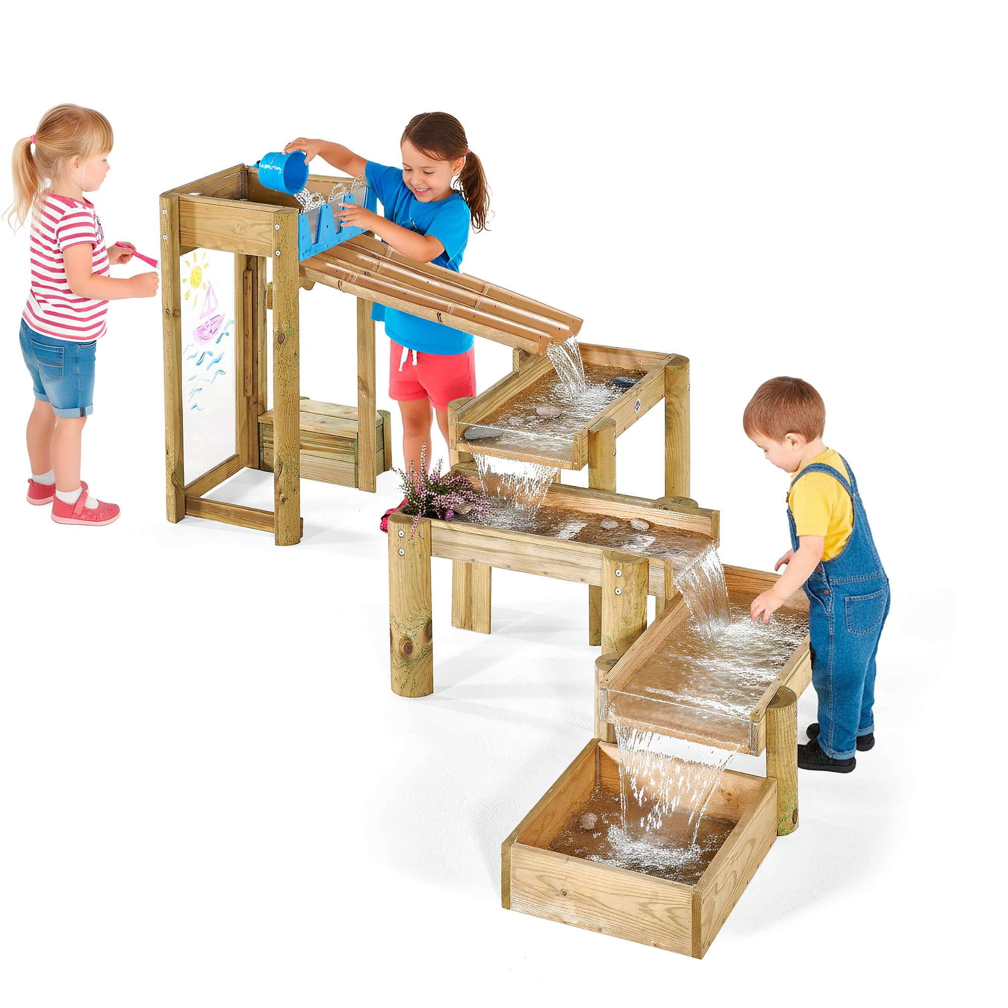 Wooden Water Play Table with Easel & Storage