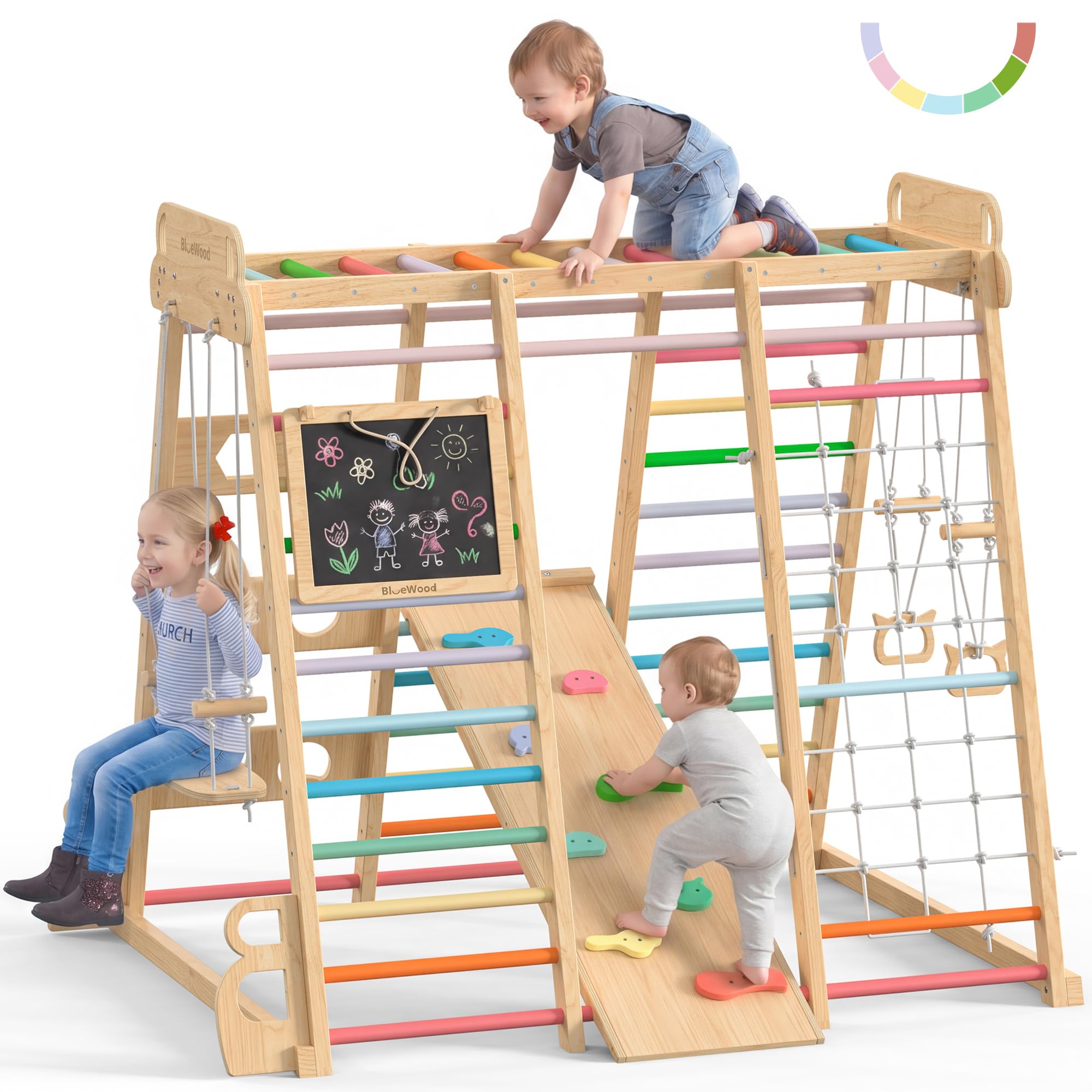 9-in-1 Wooden Indoor Jungle Gym Playset