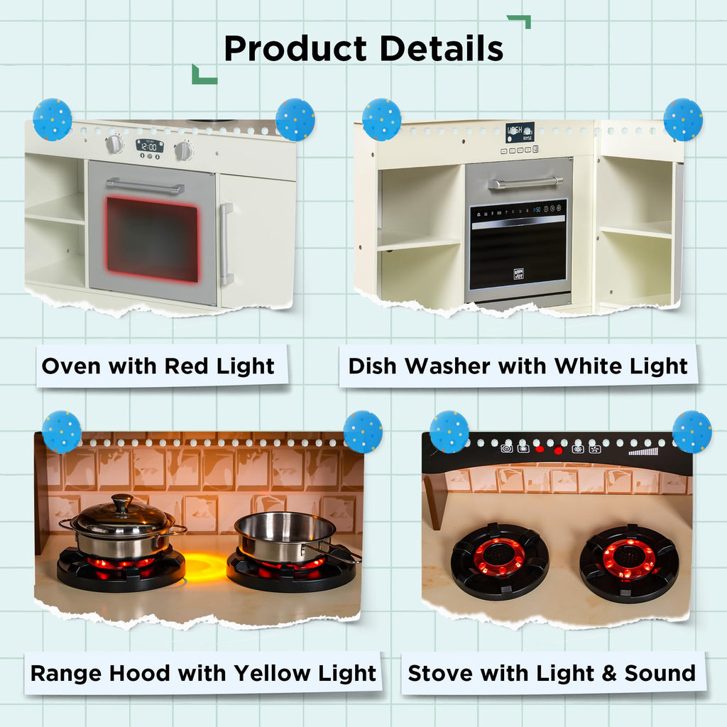 3-Piece Wooden Kids Play Kitchen Set