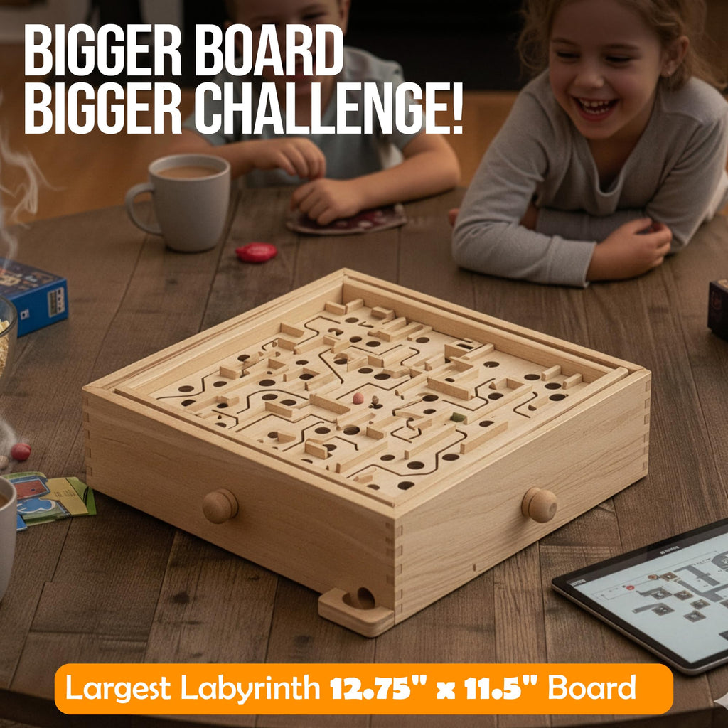 Wooden Labyrinth Maze Game with 3 Boards